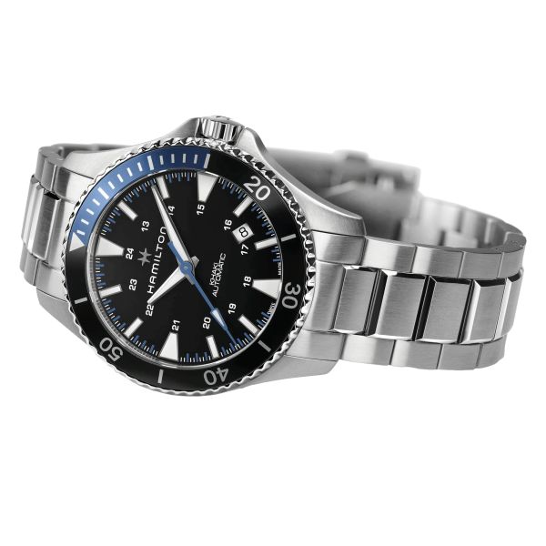 Hamilton Khaki Navy Scuba automatic watch black dial black and blue bezel stainless steel bracelet 40 mm H82315131