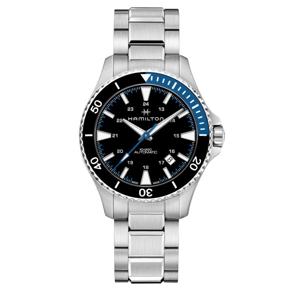 Hamilton Khaki Navy Scuba automatic watch black dial black and blue bezel stainless steel bracelet 40 mm H82315131