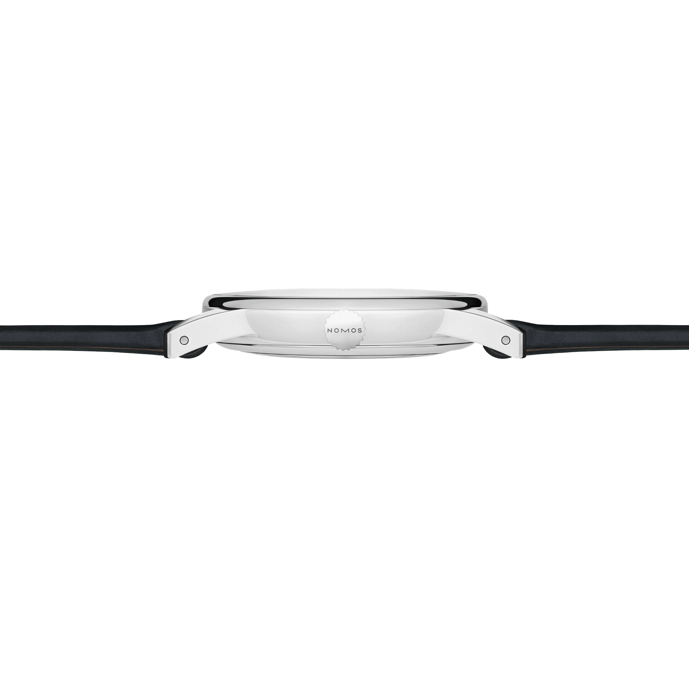 Nomos Orion Neomatik New Black automatic watch black dial black leather strap 36 mm