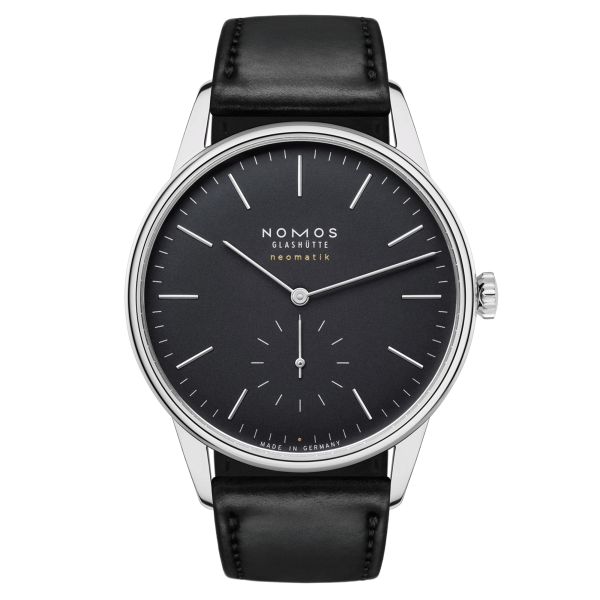 Montre Nomos Orion Neomatik New Black automatique cadran noir bracelet cuir noir 39 mm 346