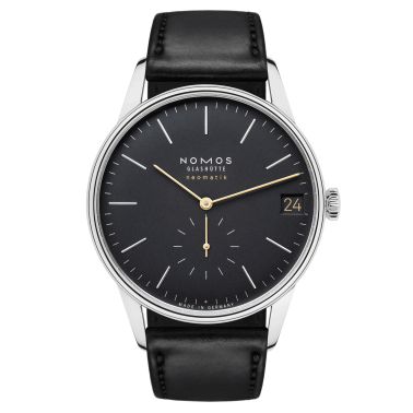 Montre Nomos Orion Neomatik New Black automatique cadran noir bracelet cuir noir 41 mm 366