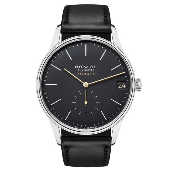 Montre Nomos Orion Neomatik New Black automatique cadran noir bracelet cuir noir 41 mm 366