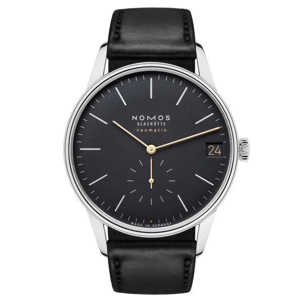 Montre Nomos Orion Neomatik New Black automatique cadran noir bracelet cuir noir 41 mm 366