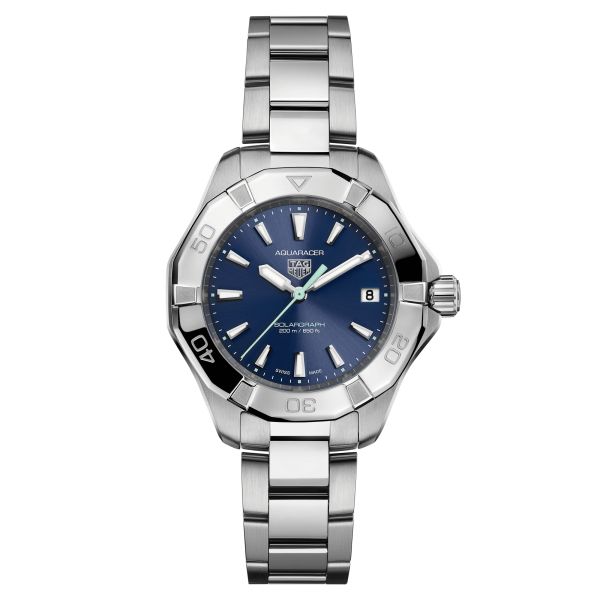 TAG Heuer Aquaracer Professional 200 Solargraph solar watch blue dial steel bracelet 34 mm