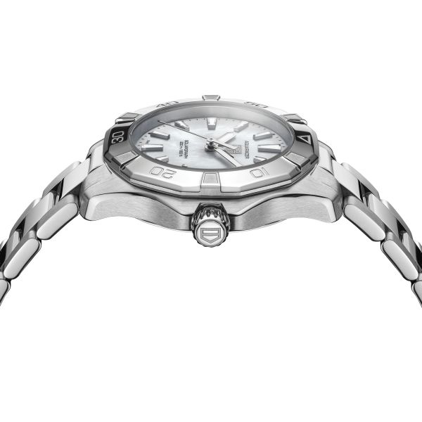 TAG Heuer Aquaracer Professional 200 Solargraph solar watch white mother-of-pearl dial steel bracelet 34 mm