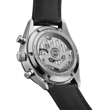 Montre TAG Heuer Carrera Chronographe Tourbillon automatique cadran vert bracelet cuir 42 mm CBS5011.FC6566