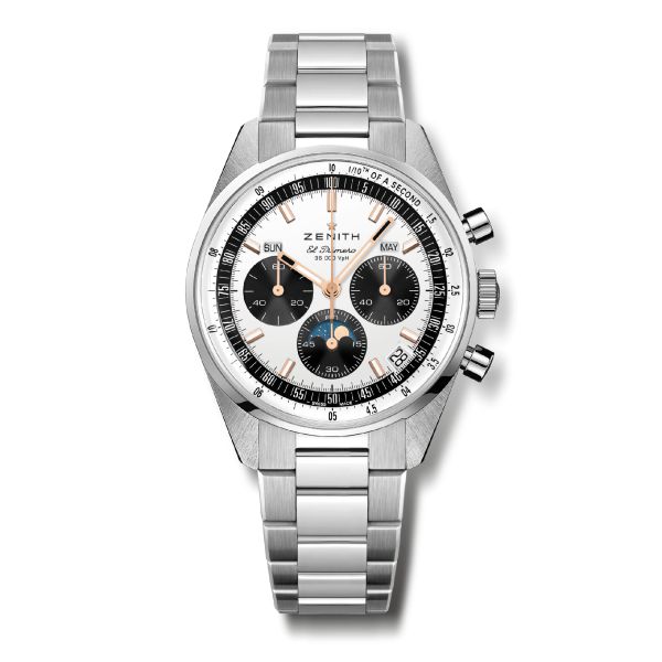 Montre Zenith Chronomaster Original Triple Calendar El Primero cadran argenté bracelet acier 38 mm