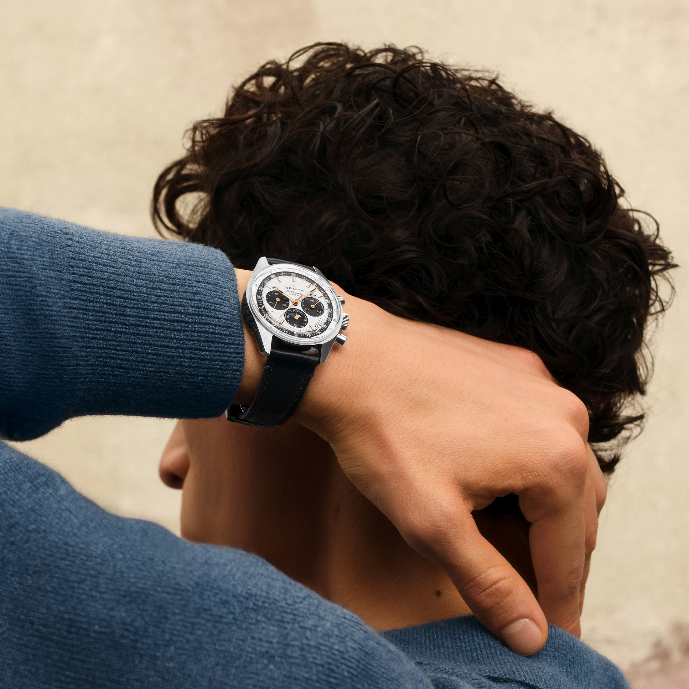 Montre Zenith Chronomaster Original Triple Calendar El Primero cadran argenté bracelet cuir 38 mm