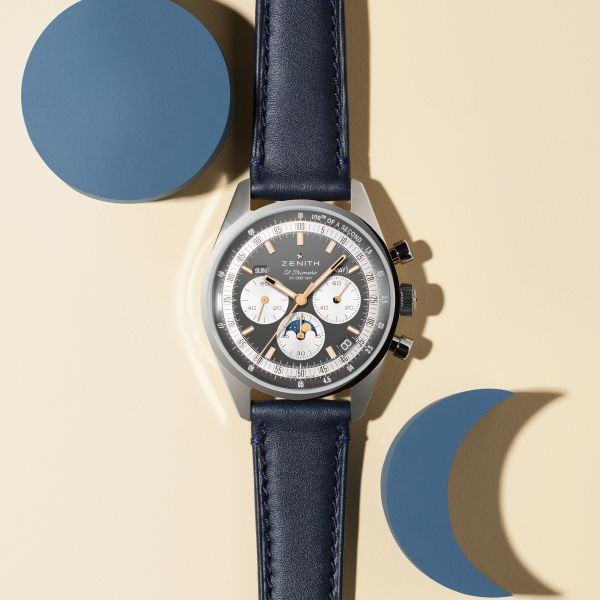 Zenith Chronomaster Original Triple Calendar El Primero slate grey dial leather strap 38 mm