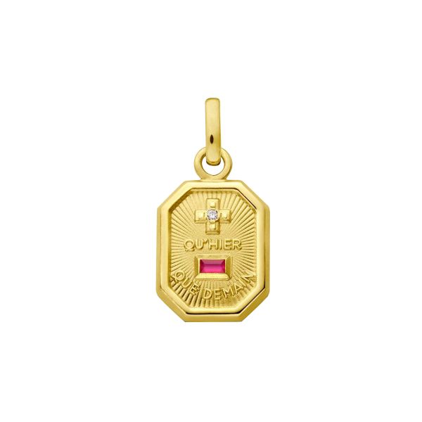 Médaille Augis Amour L'Exclusive rouge en or jaune et diamant