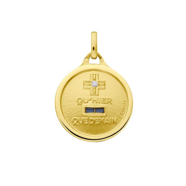 Médaille Augis Amour L'Essentielle bleue en or jaune 