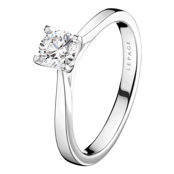 Solitaire Lepage Cupidon en or blanc diamant brillant