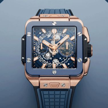 Montre Hublot Square Bang Unico King Gold Blue Ceramic automatique 42 mm 821.OL.5180.RX