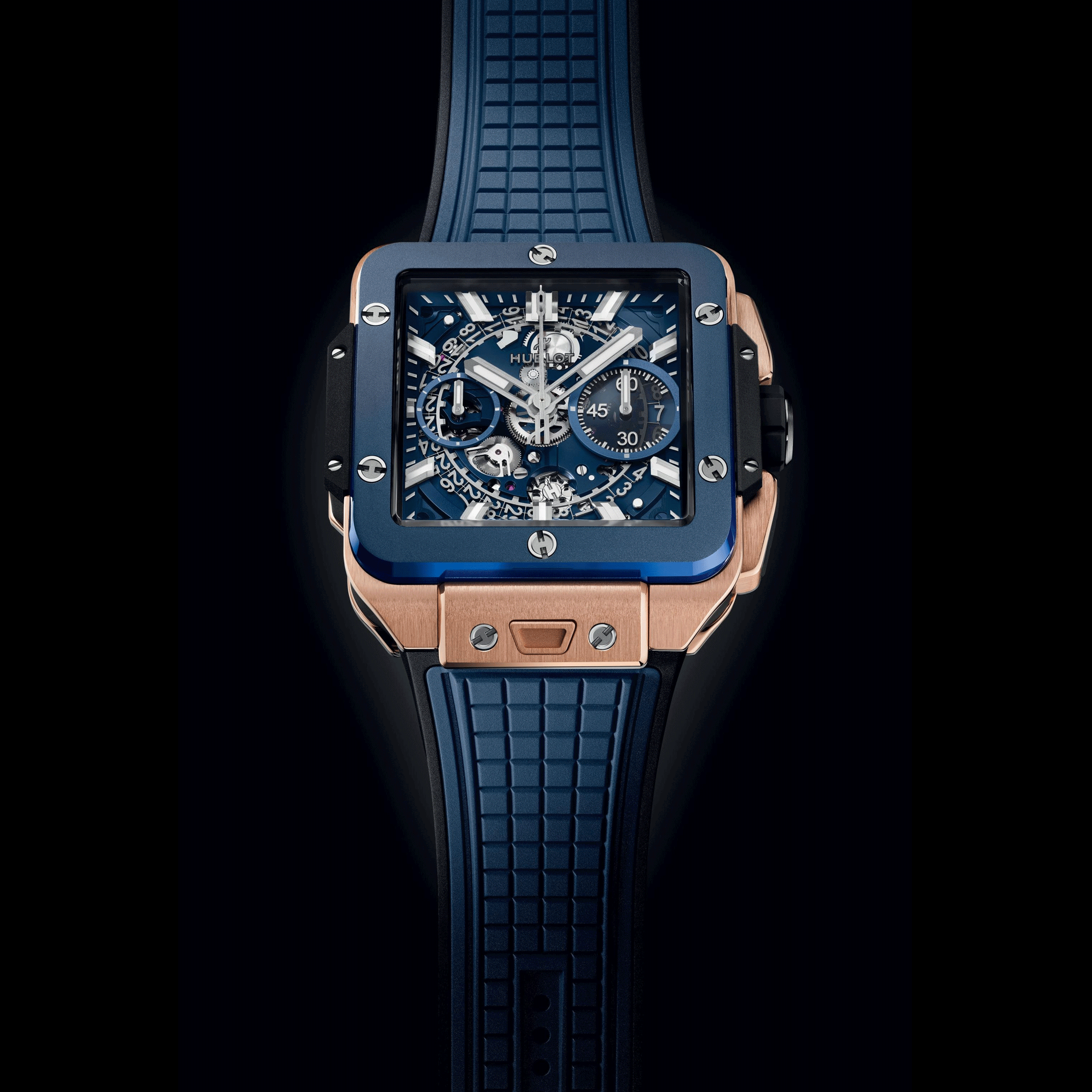 Hublot Square Bang Unico King Gold Blue Ceramic automatic 42 mm 821.OL.5180.RX