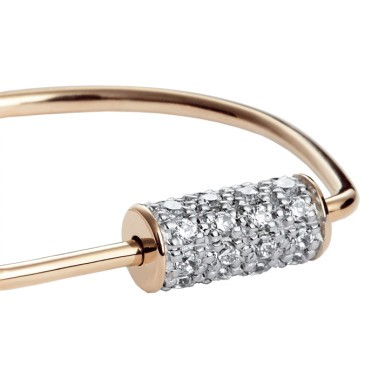 Bague Ginette NY Mini Straw Diamond en or rose et diamants