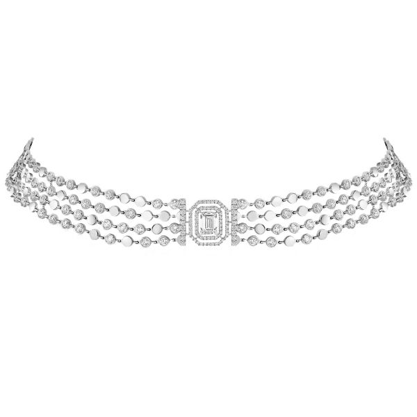 Collier Messika D-Vibes Multi Rangs en or blanc et diamants