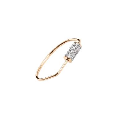 Bague Ginette NY Mini Straw Diamond en or rose et diamants