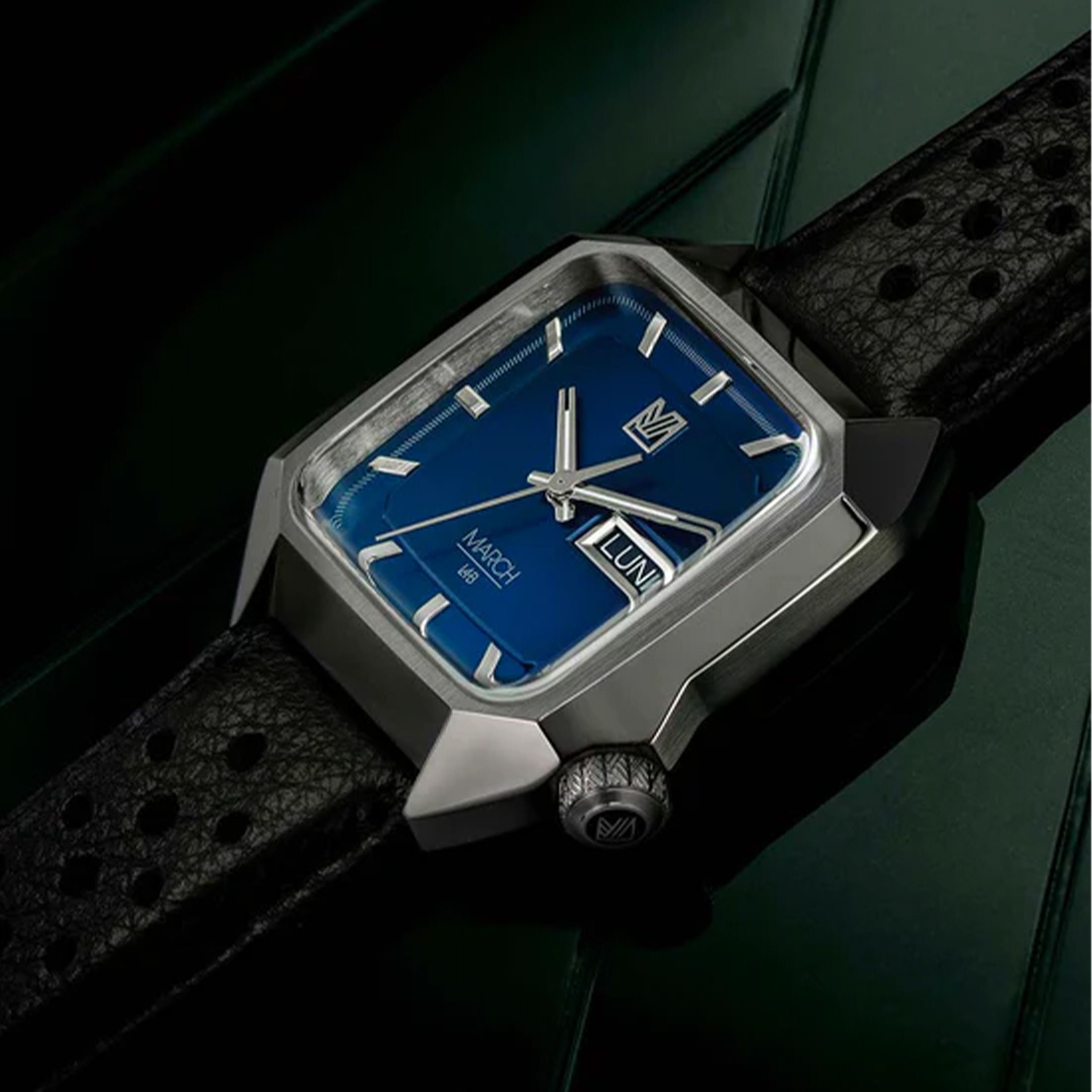 Montre March AM2 Slim Electrique Navy cuir buffle Lepage