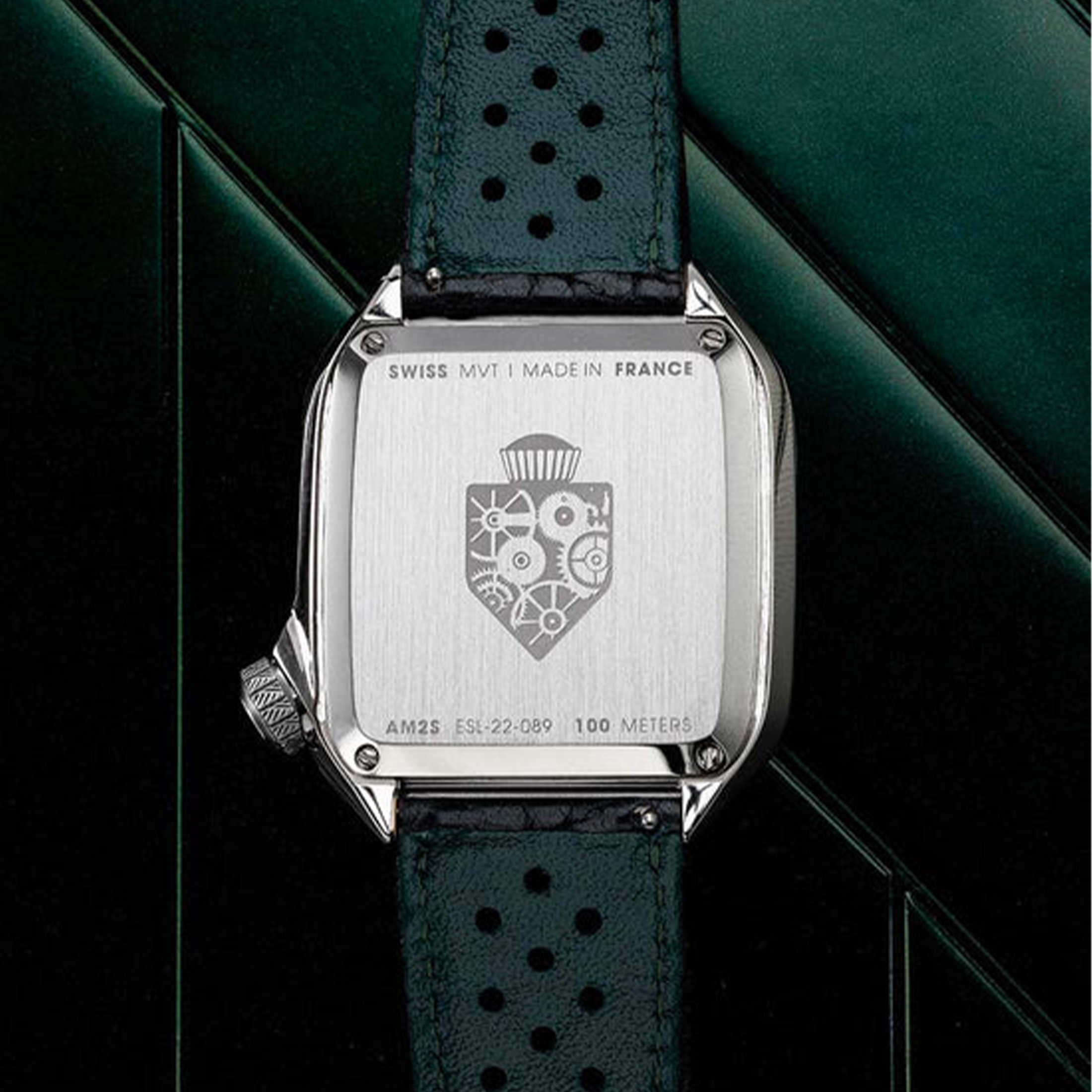 March LA.B AM2 Slim Electric Navy brown perforated buffalo leather strap 36 mm