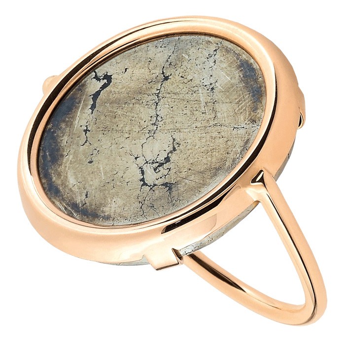 Bague Ginette NY Disc en or rose et pyrite