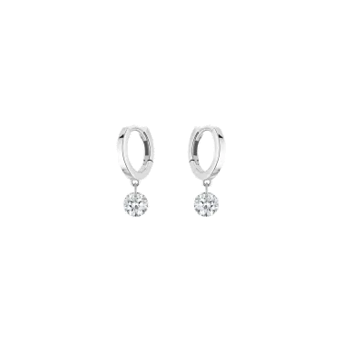Mini créoles La Brune et La Blonde 360° en or blanc 2 diamants taille brillant 2 x 0,07 carat