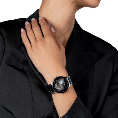 Montre Rado Centrix Open Heart automatique cadran gris bracelet acier et céramique noire 39,5 mm R30012152