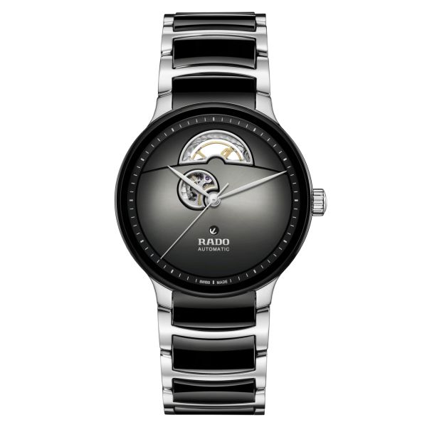 Rado Centrix Open Heart automatic watch grey dial steel bracelet and black ceramic 39.5 mm R30012152