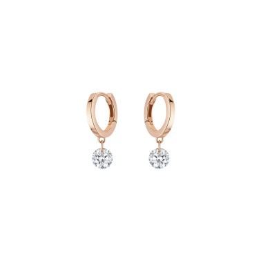 Mini créoles La Brune et La Blonde 360° en or rose 2 diamants taille brillant 2 x 0,07 carat