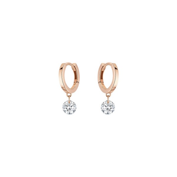 Mini créoles La Brune et La Blonde 360° en or rose 2 diamants taille brillant 2 x 0,07 carat