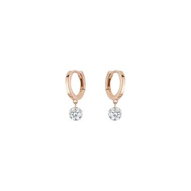 Mini créoles La Brune et La Blonde 360° en or rose 2 diamants taille brillant 2 x 0,07 carat