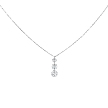 Collier La Brune et La Blonde 360° Trio en or blanc 3 diamants taille brillant 0,40 carat