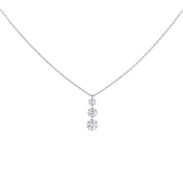 Collier La Brune et La Blonde 360° Trio en or blanc 3 diamants taille brillant 0,40 carat