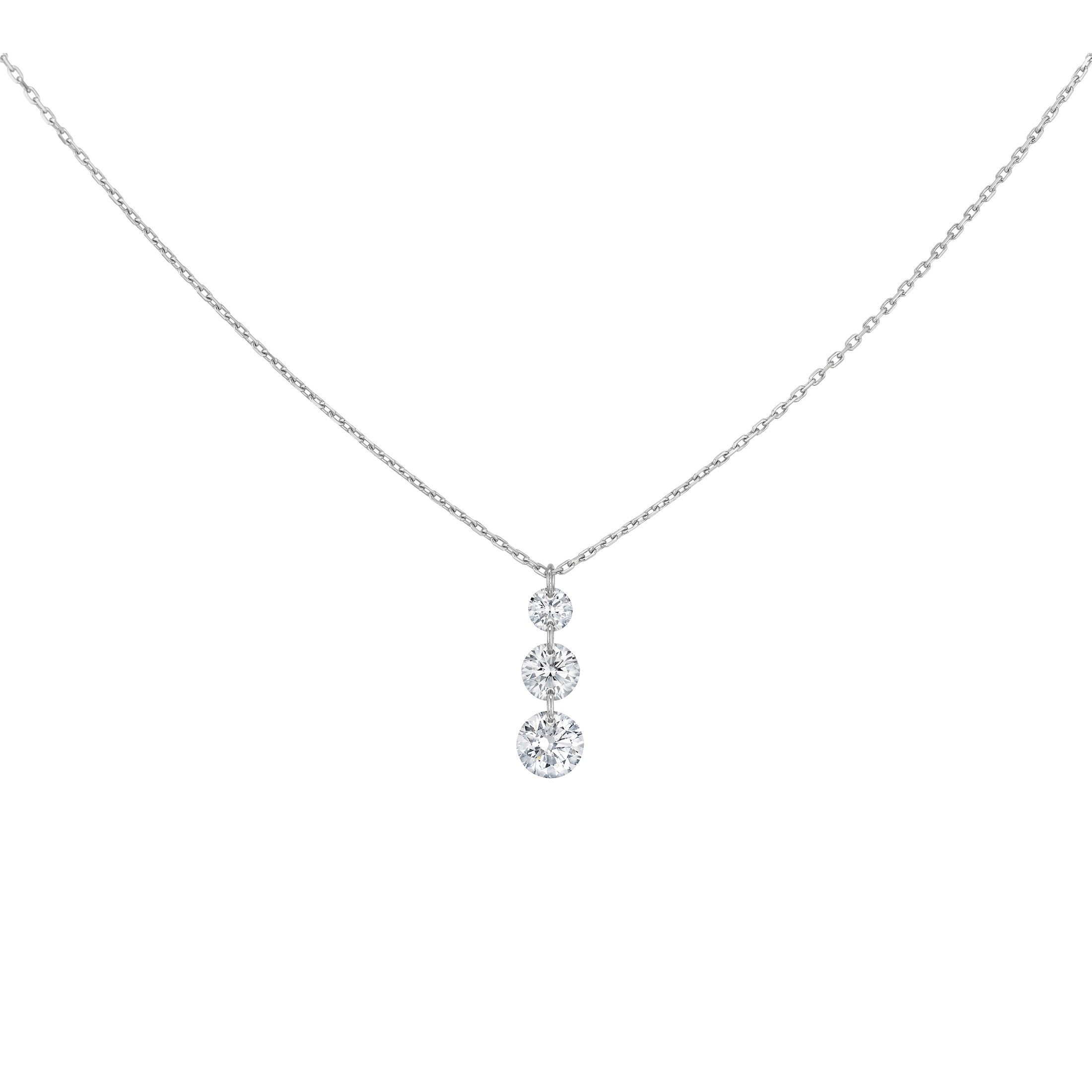 Collier La Brune et La Blonde 360° Trio en or blanc 3 diamants taille brillant 0,40 carat