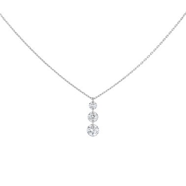Collier La Brune et La Blonde 360° Trio en or blanc 3 diamants taille brillant 0,40 carat