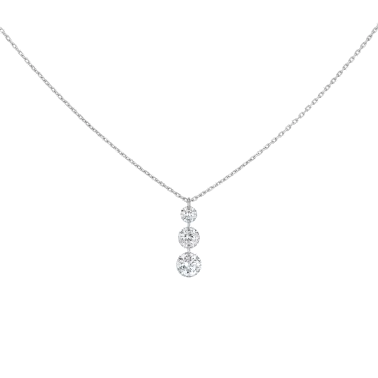 Collier La Brune et La Blonde 360° Trio en or blanc 3 diamants taille brillant 0,40 carat