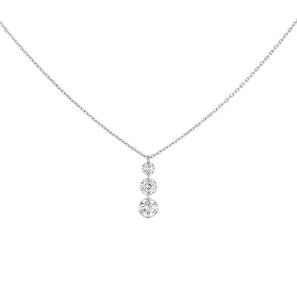 Collier La Brune et La Blonde 360° Trio en or blanc 3 diamants taille brillant 0,40 carat
