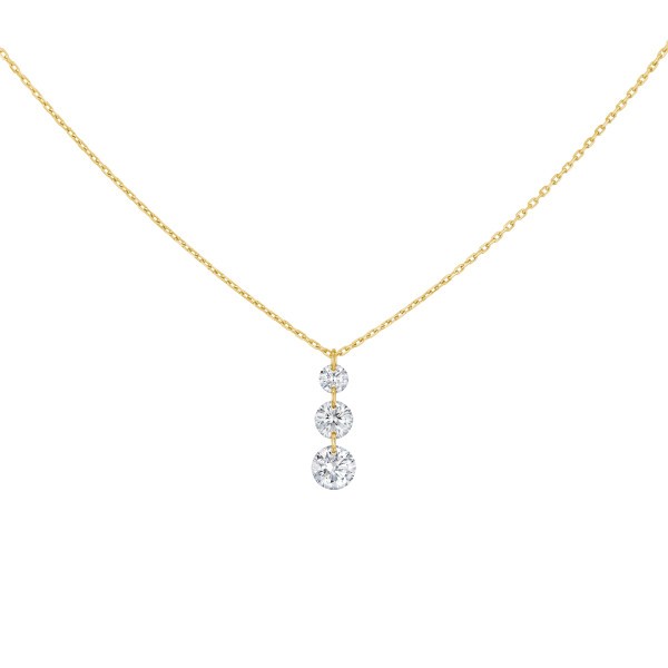 Collier La Brune et La Blonde Trio or jaune diamants 0,40 c Lepage