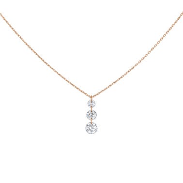 Collier La Brune et La Blonde 360° Trio en or rose 3 diamants taille brillant 0,40 carat