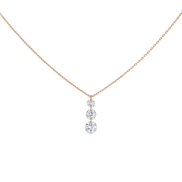 Collier La Brune et La Blonde 360° Trio en or rose 3 diamants taille brillant 0,40 carat