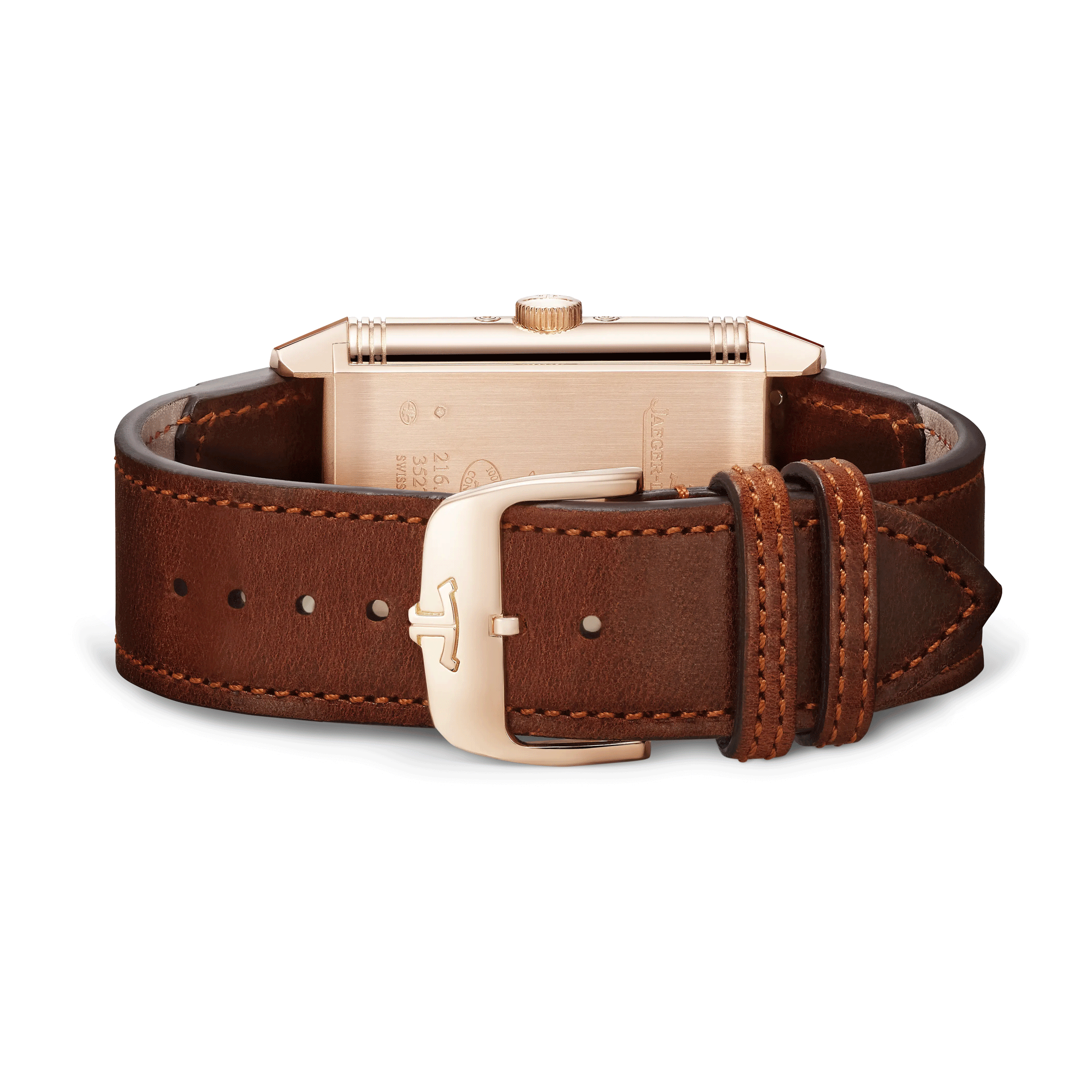 Montre Jaeger-LeCoultre Reverso Tribute Duoface Calendar Or Rose remontage manuel cadran gris bracelet cuir marron Q3912530