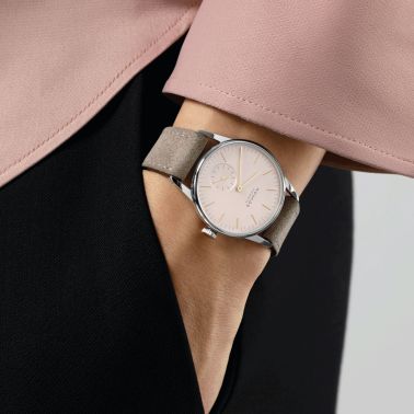 Montre NOMOS Orion 33 mécanique cadran rose bracelet cuir beige 32,8 mm 325