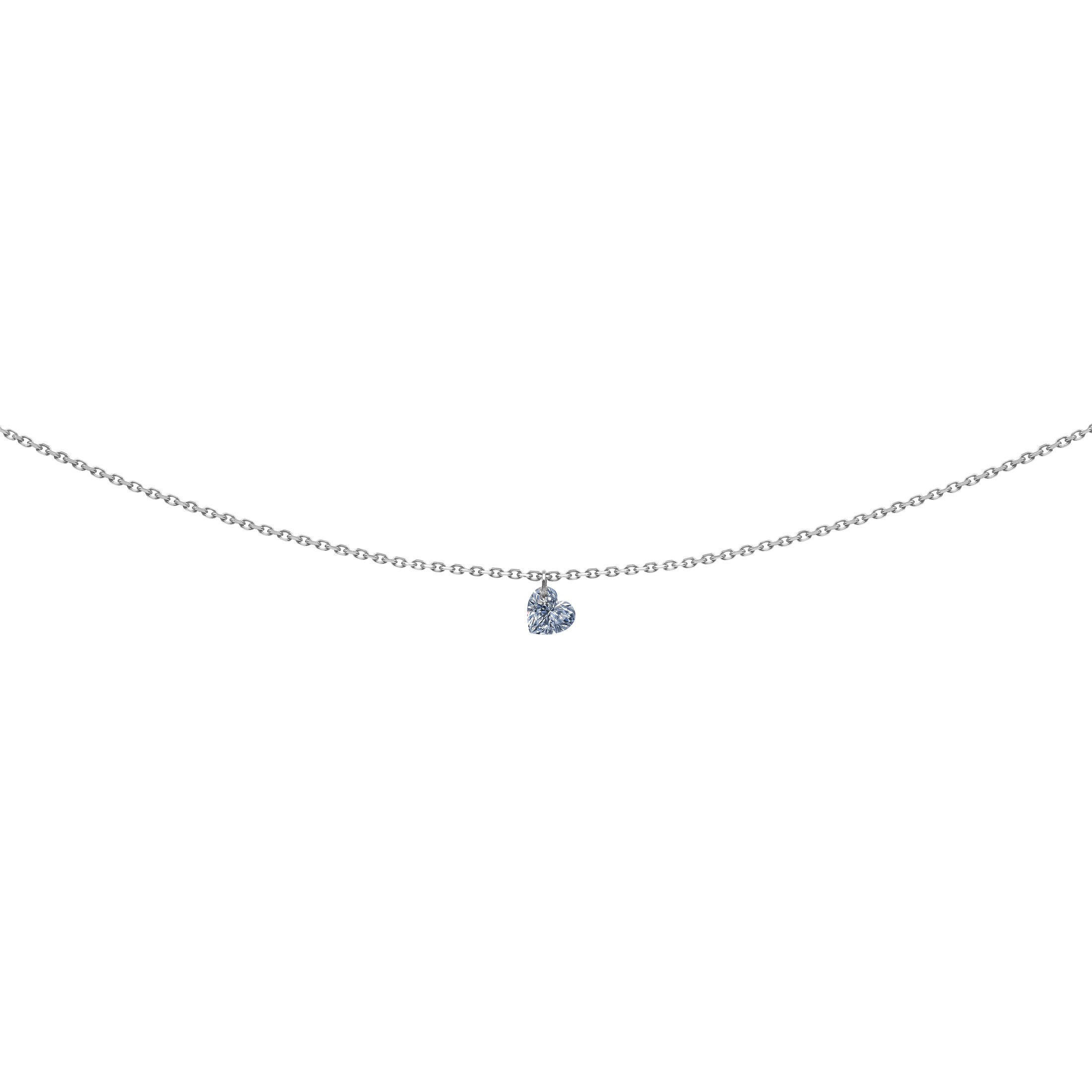 Pendentif La Brune et La Blonde 360° en or blanc diamant taille coeur 0,15 carat