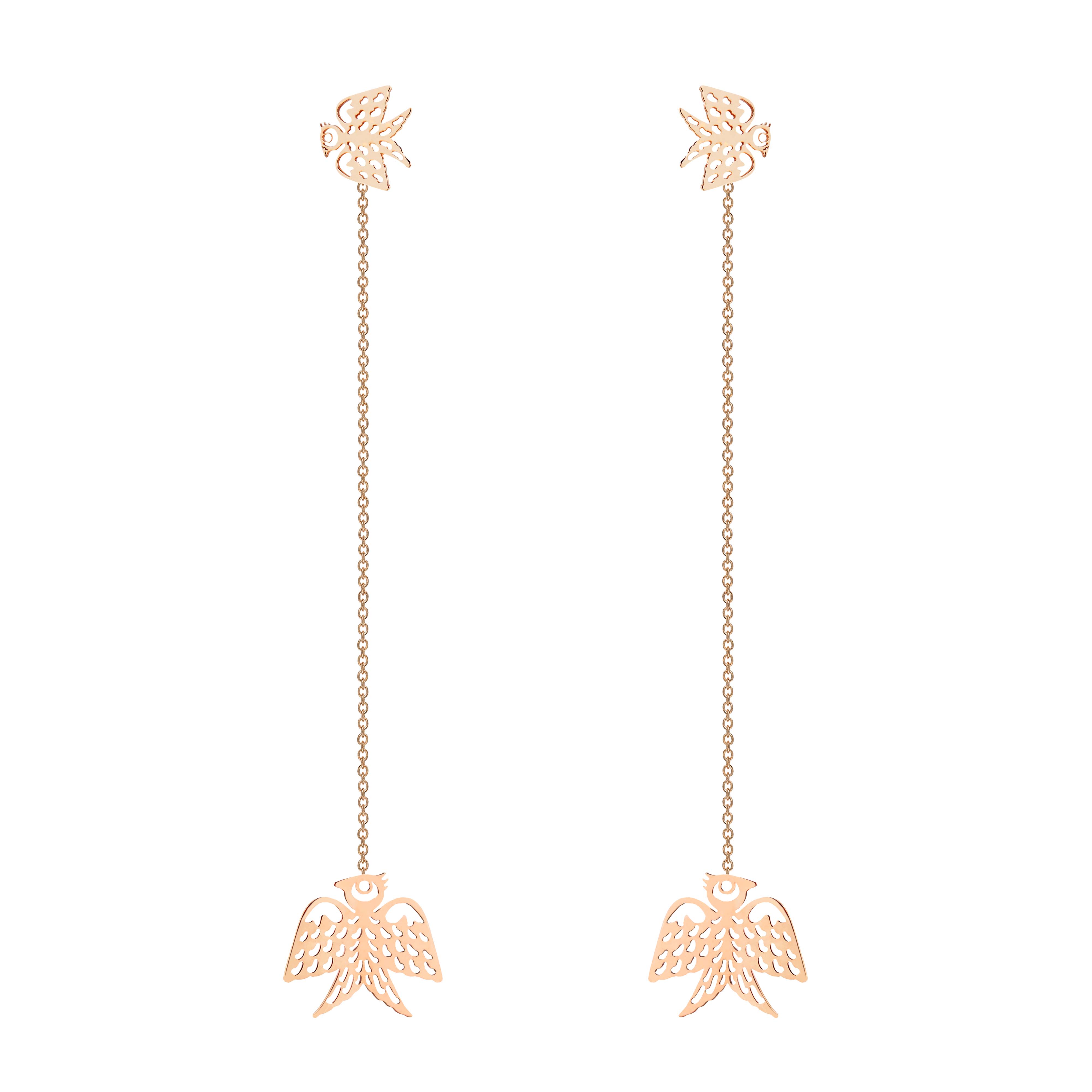 Boucles d'oreilles pendantes Ginette NY Georgia en or rose