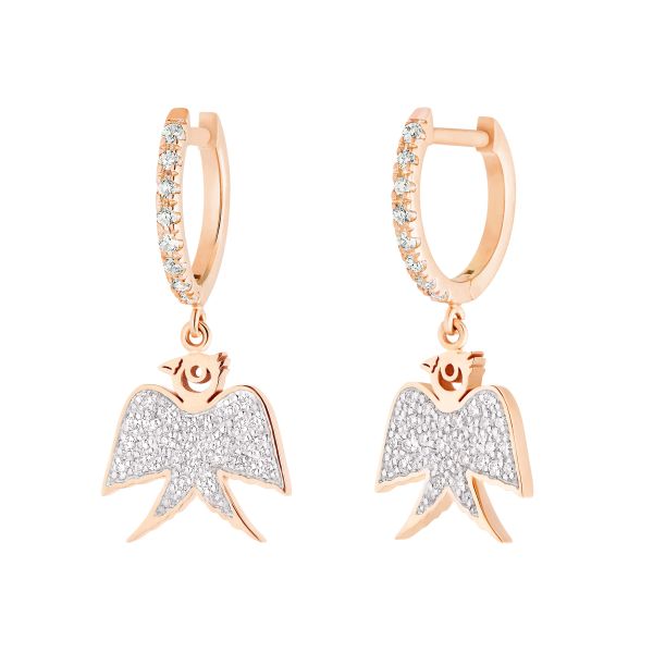 Ginette NY Georgia Solo earrings in rose gold and diamonds