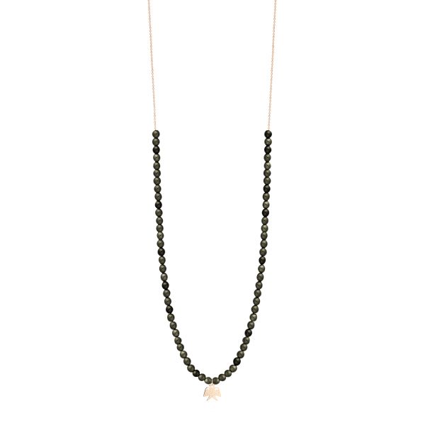 Collier Ginette NY Georgia en or rose et obsidienne dorée