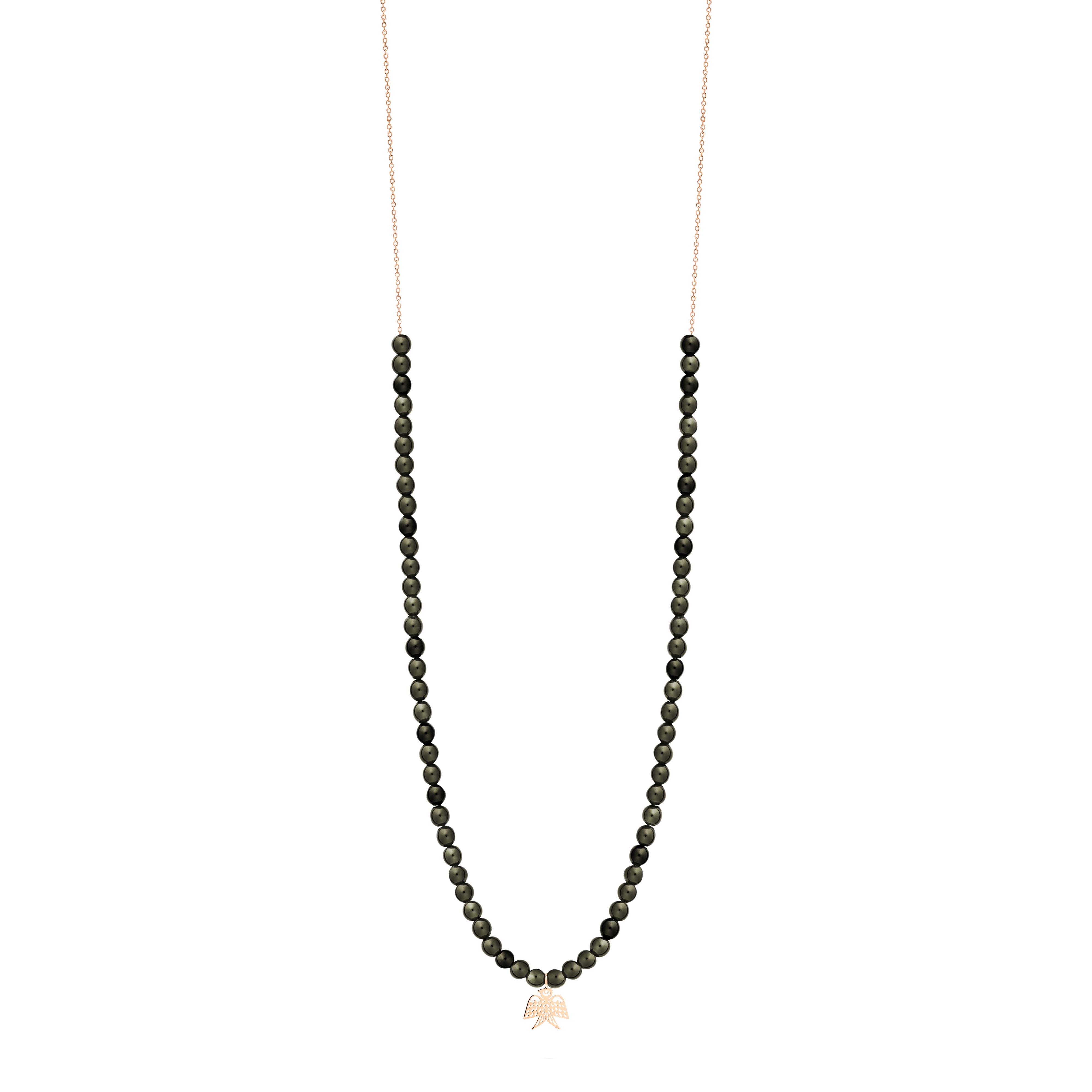 Collier Ginette NY Georgia en or rose et obsidienne dorée