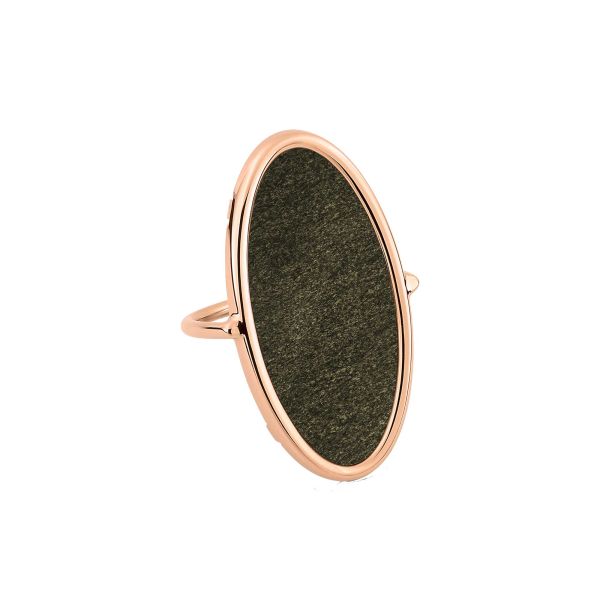 Ring Ginette NY Ellipse in rose gold and gold gilded obsidian