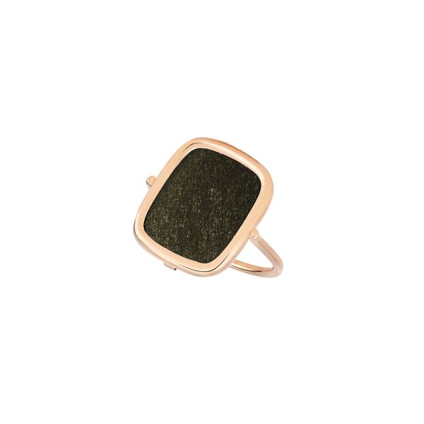 Bague Ginette NY Antique Ring en or rose et obsidienne dorée