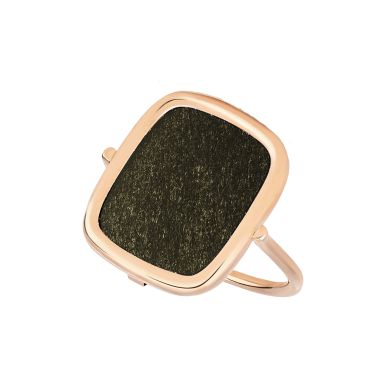 Bague Ginette NY Antique Ring en or rose et obsidienne dorée