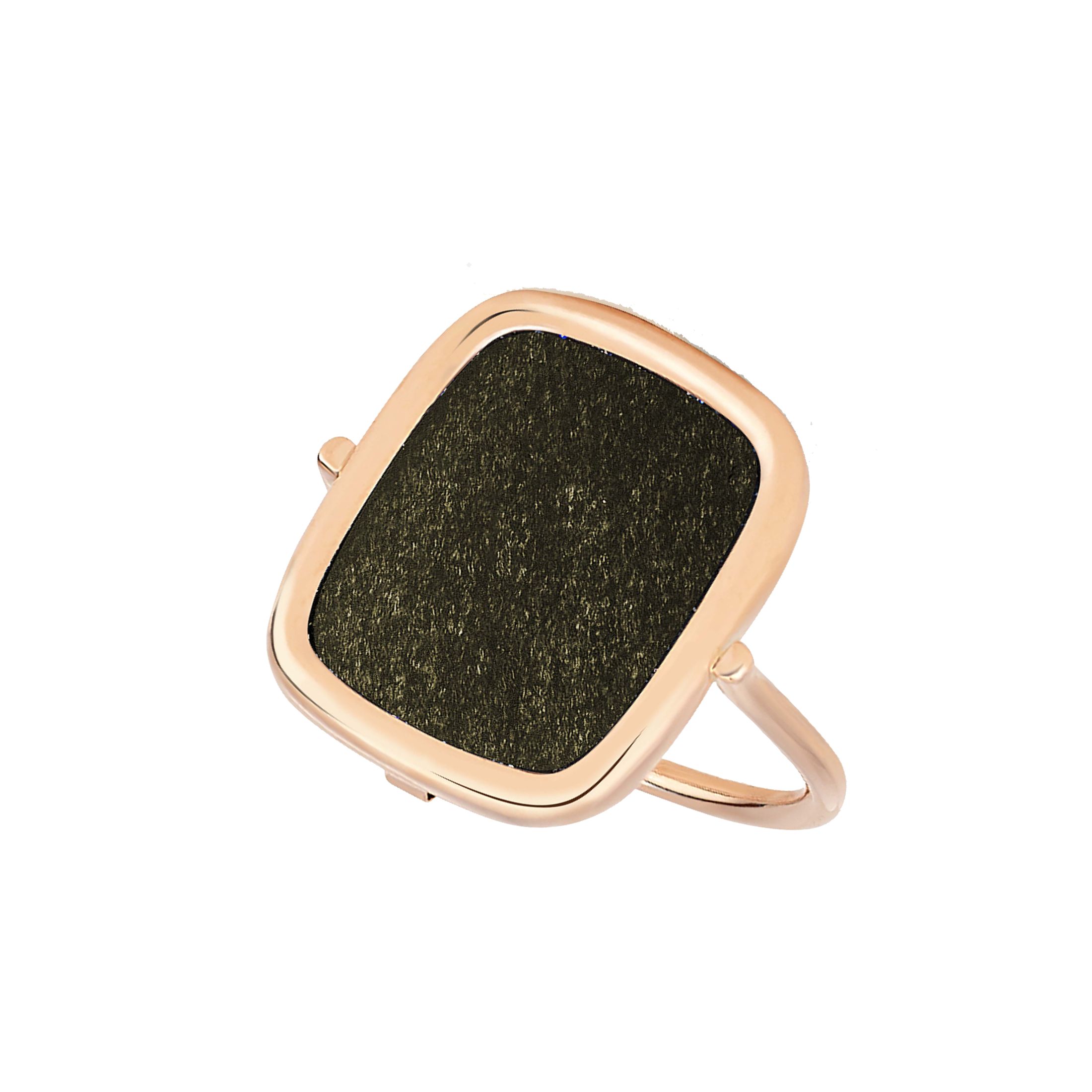 Ginette NY Antique Ring in rose gold and gold gilded obsidian